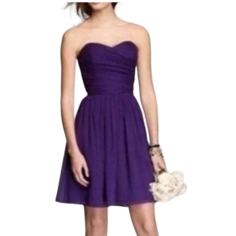 J CREW NADIA KNEE DRESS 100% SILK CHIFFON FORMAL PURPLE WEDDING PARTY SIZE 8